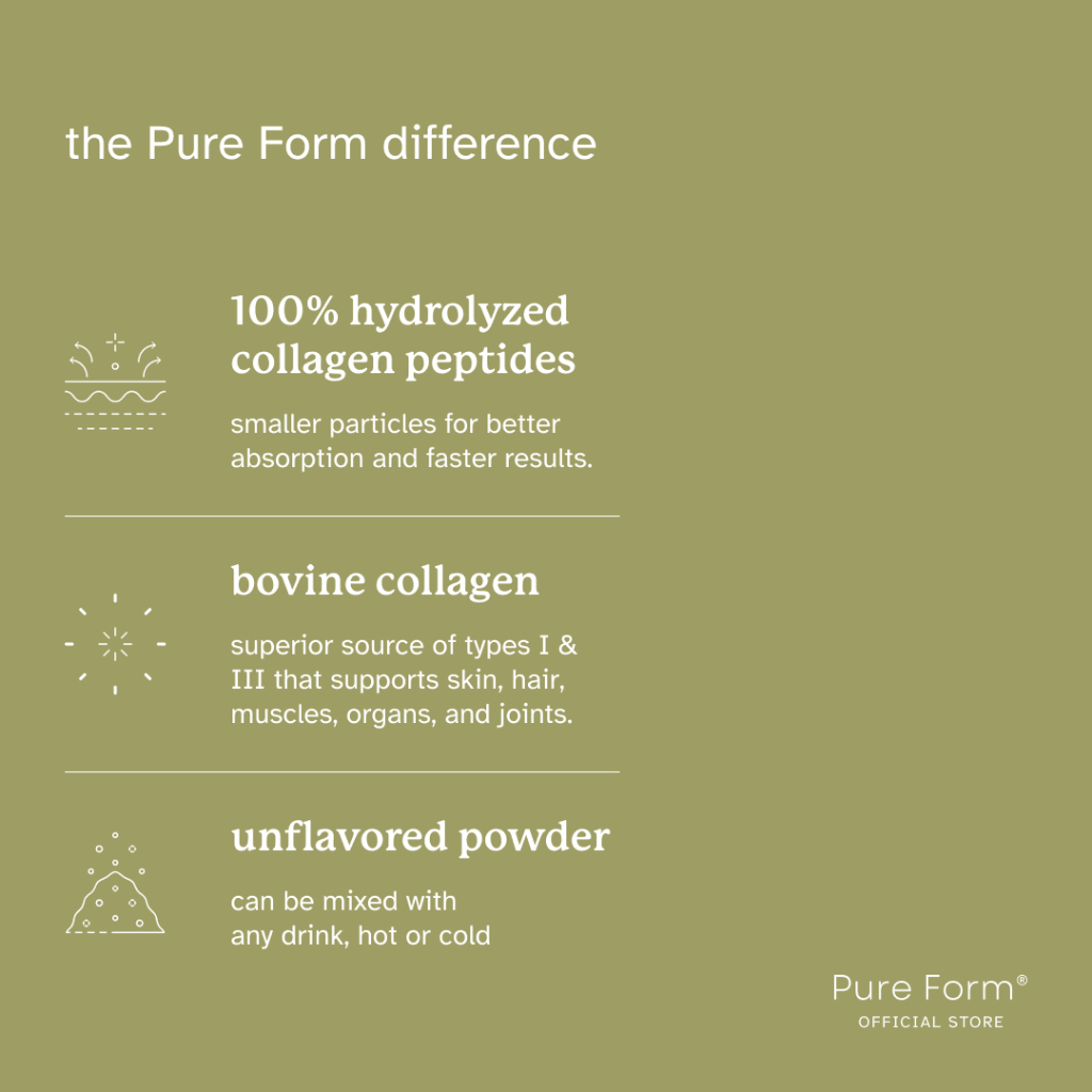 Pure Form® Collagen | 10,000mg Type 1 & 3 Bovine Collagen Peptide ...