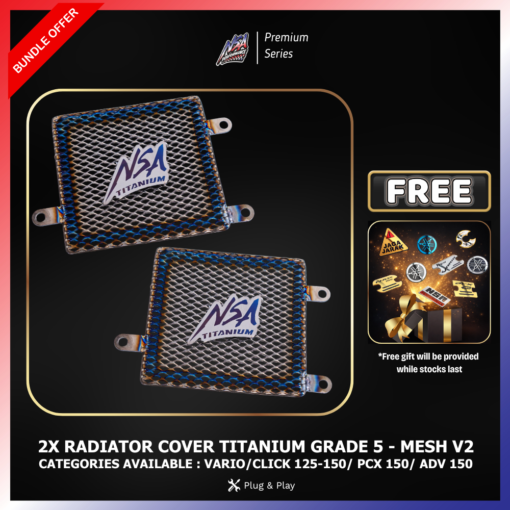 NSA - 2X TITANIUM COMBO RADIATOR COVER | VARIO/CLICK 125-150/PCX 150 ...