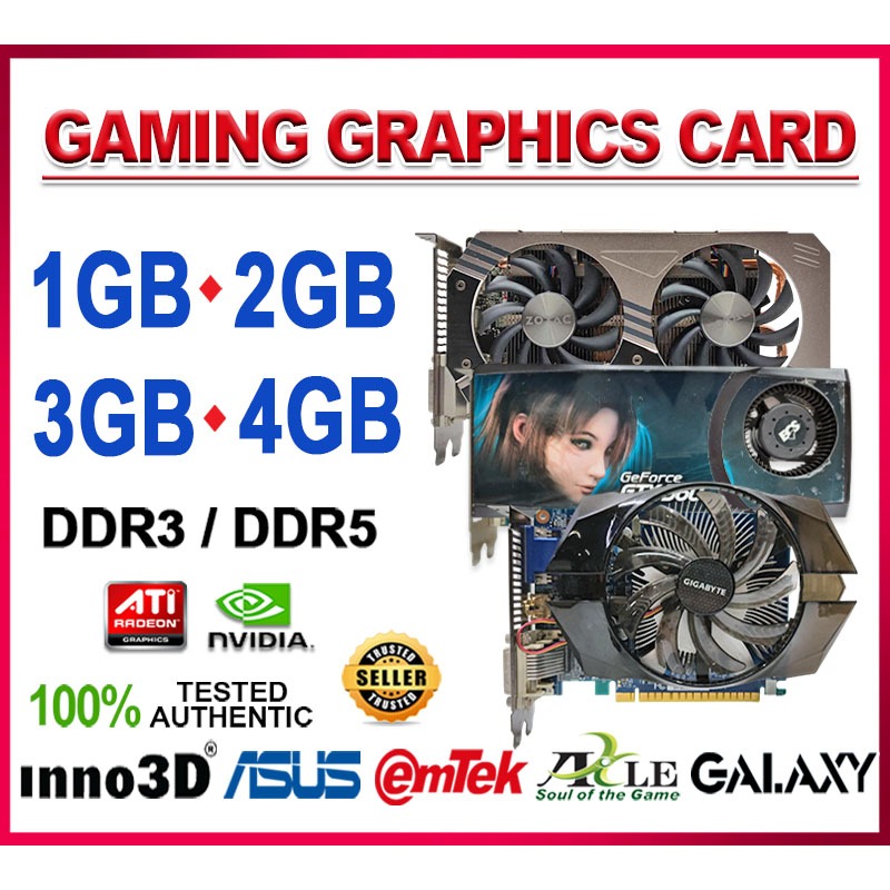 GAMING GRAPHICS CARD: 1GB/ 2GB/ 3GB/ 4GB- DDR5 HIGH PERFORMANCE AND ...
