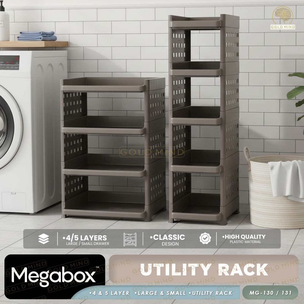 Megabox 4 & 5 Layers Wide Multi-Purpose Rack -Gold Mind | Shopee ...