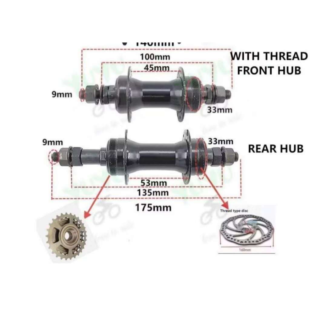 MOUNTAINBIKING BIKE Durable Aluminum Alloy MTB BMX Disc Brake Hub Set ...