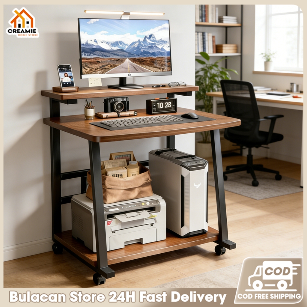 Computer Table Double Layer Office Table With Shelf Student Study Desk ...
