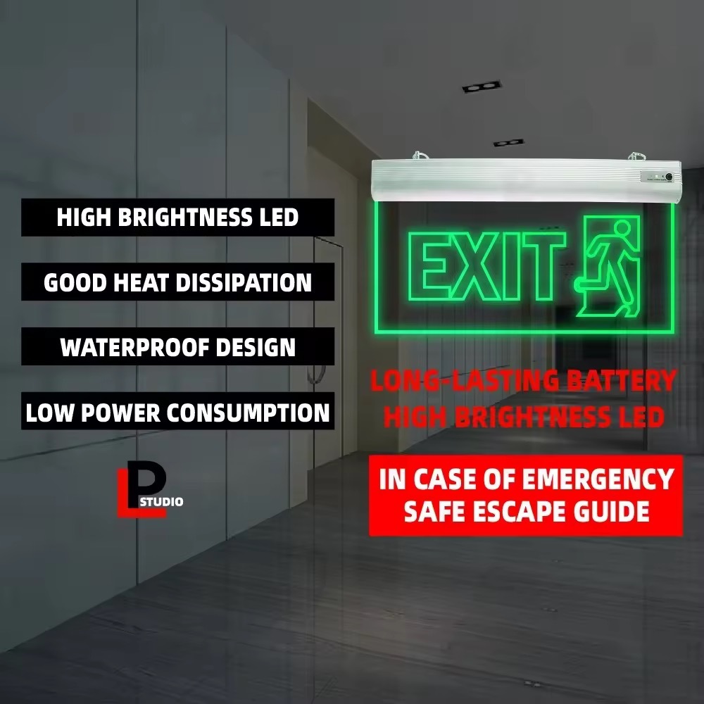 Emegency led light rechargeable emergency exit light fire exit signage ...