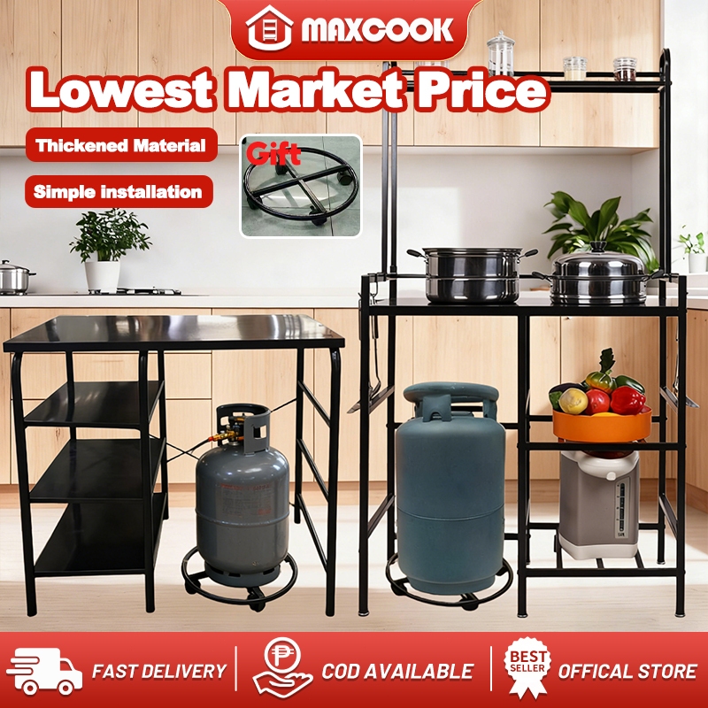 MAXCOOK Metal Gas Stove Stand Rack with LPG Roller Gas Rack Organizer ...
