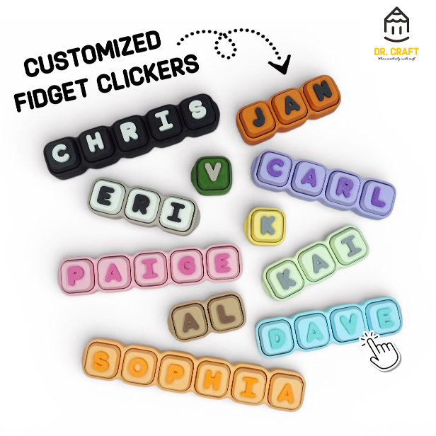 Personalized Keyboard Fidget Clicker Keychain 3D Printed Custom Name ...