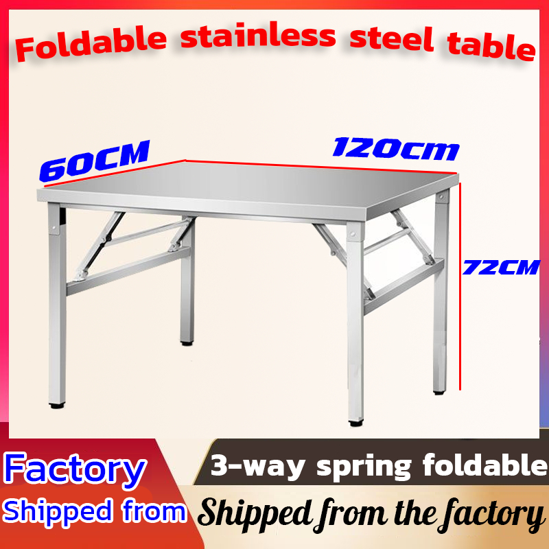 Foldable Easy to clean100/120/150cm Stainless Steel Folding Table For ...