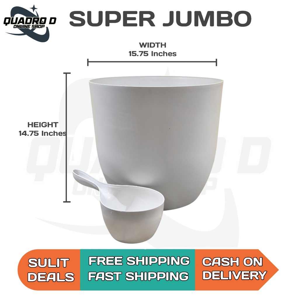 Classy Minimalistic Timba with Tabo ( WHITE, SUPER JUMBO SIZE) Bathroom ...