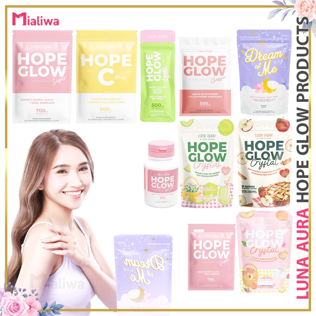 Luna Aura Hope Glow Glutathione Capsules, Dream Of Me Yogurt, HG Crystal Gluta Juice, Hope C Plus