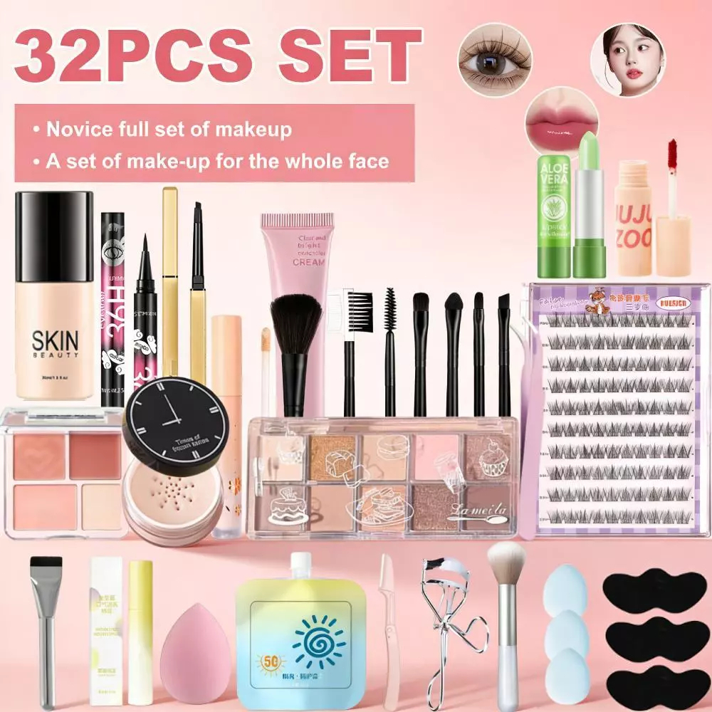 【32PCS Makeup Set】Complete Blush Eyeliner Eyebrow Pencil Mascara ...