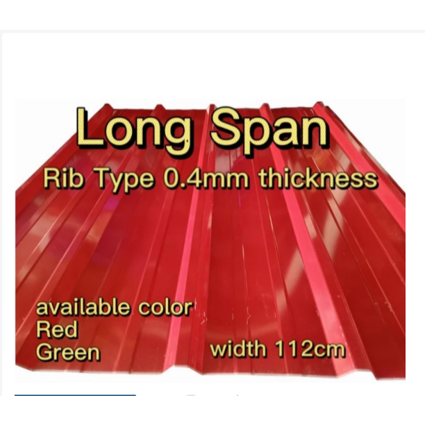Longspan Yero Rib Type 0.4 Thickness sold per sold per 6ft, 7ft, 8ft ...