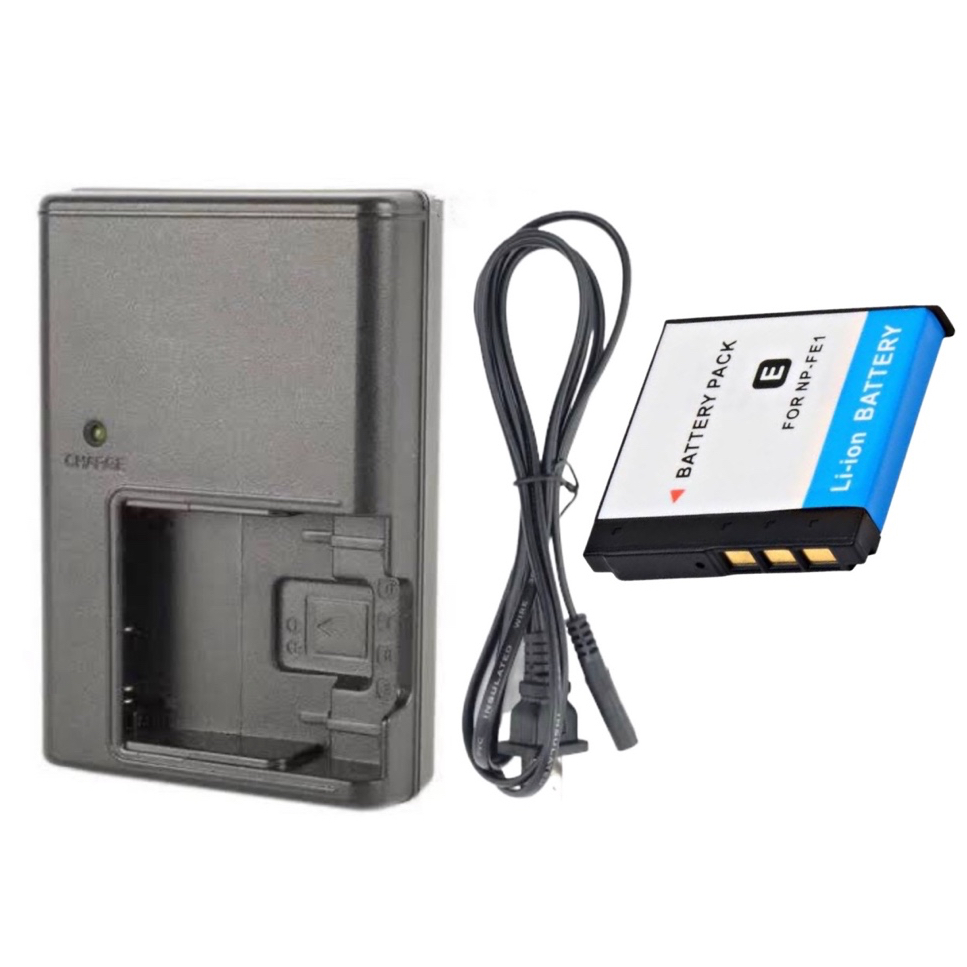 NP-FE1 Batteria al litio (2 pacchi) e caricatore doppio compatibile con