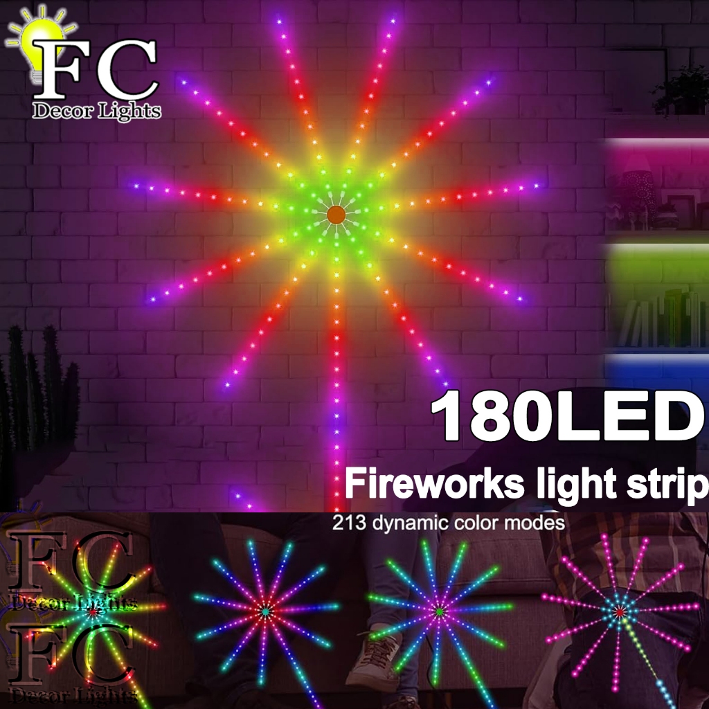 180LED Firework Strip Light RGB with Remote Control App for Christmas ...