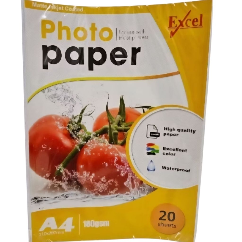 Excel Matte Inkjet Coated Photo Paper A4 180 GSM 20 Sheets | Shopee ...