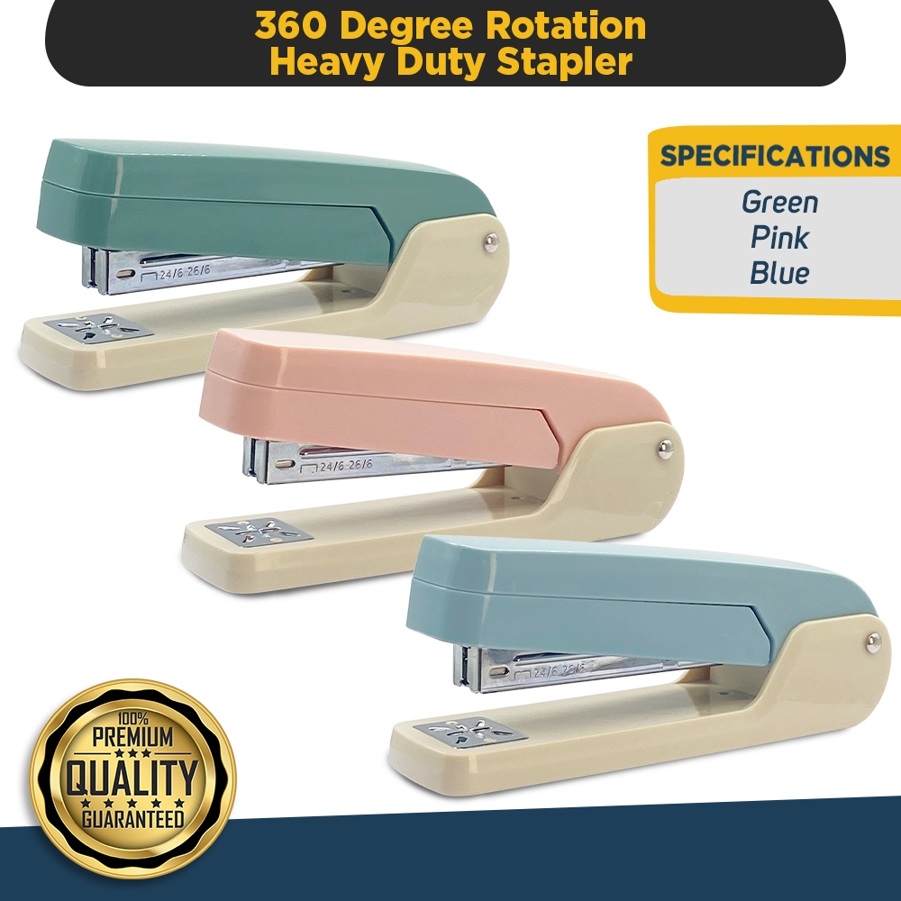 360 Degree Rotation Heavy Duty stapler Blue | Pink | Green | Shopee ...