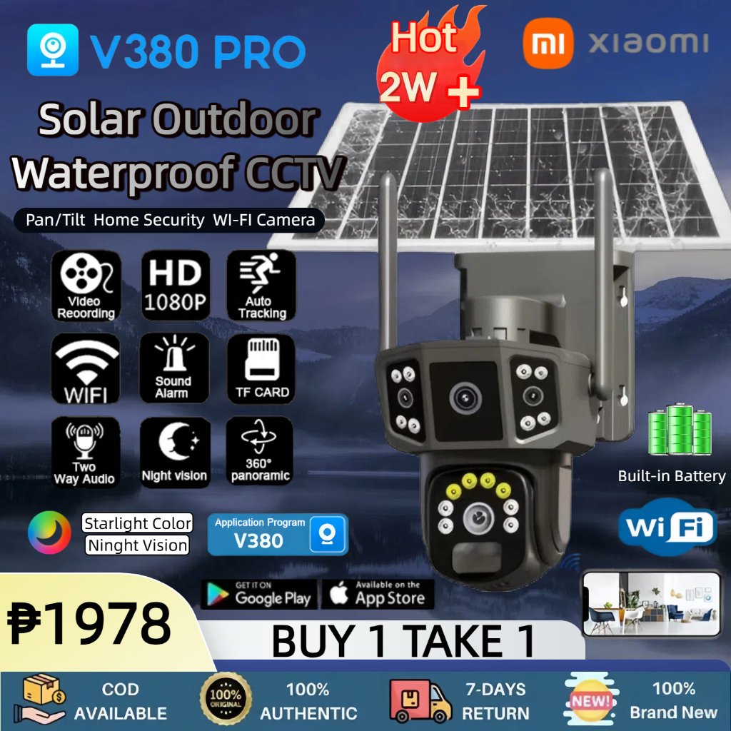 BUY 1 TAKE 1 V380 Pro Solar CCTV Camera Outdoor Waterproof With Wifi 4K ...