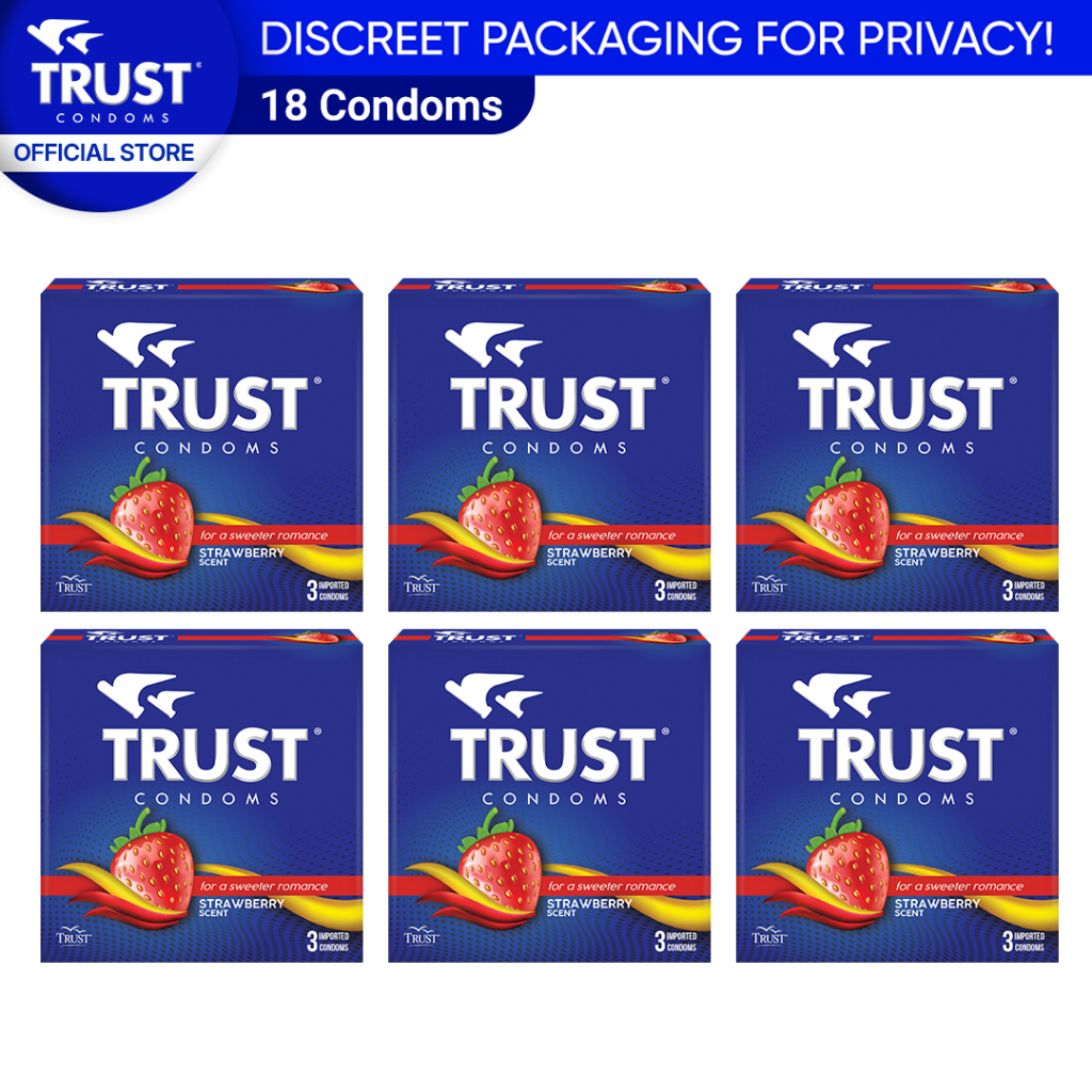 Trust Condoms Strawberry Scent by 3's, pack of 6 | Shopee Philippines