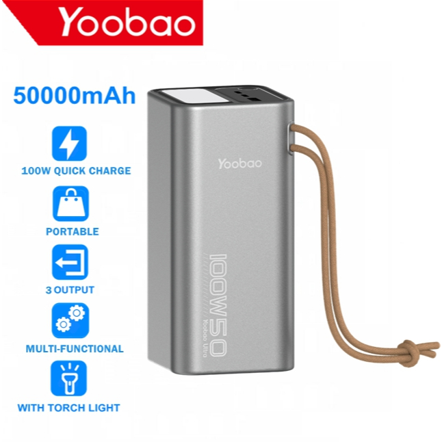 Yoobao H5 Pro 50000mAh Powerbank PD100W Type-C Built-in Cable Fast ...