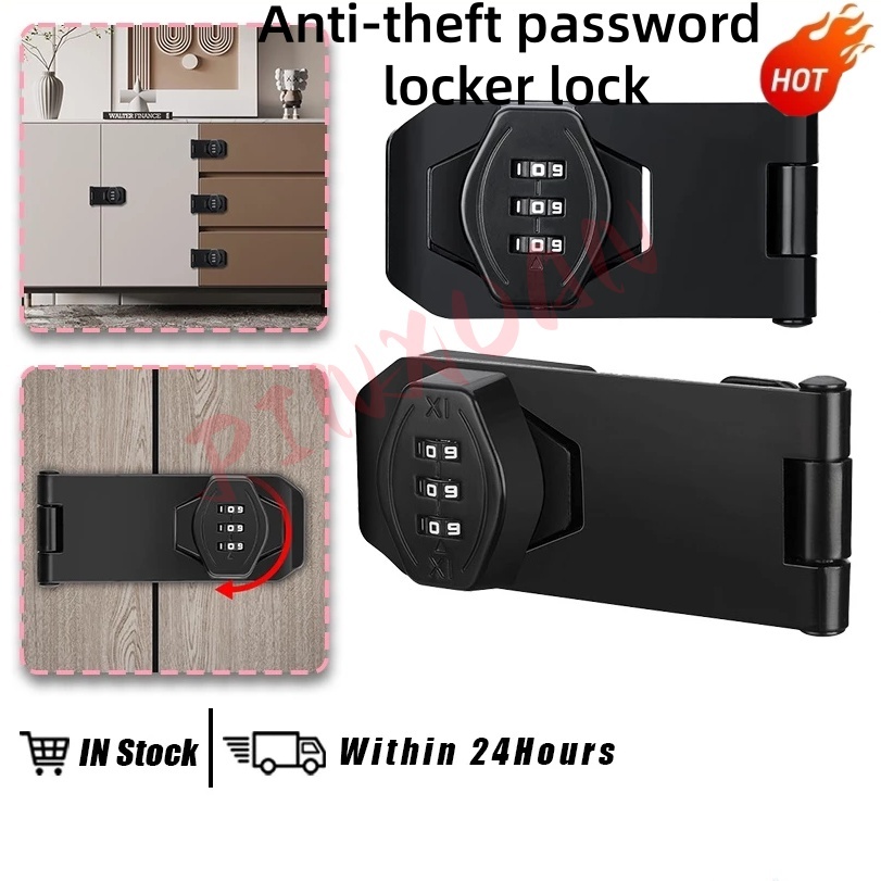 3-digit combination locker lock, 90° cabinet drawer lock, home and ...