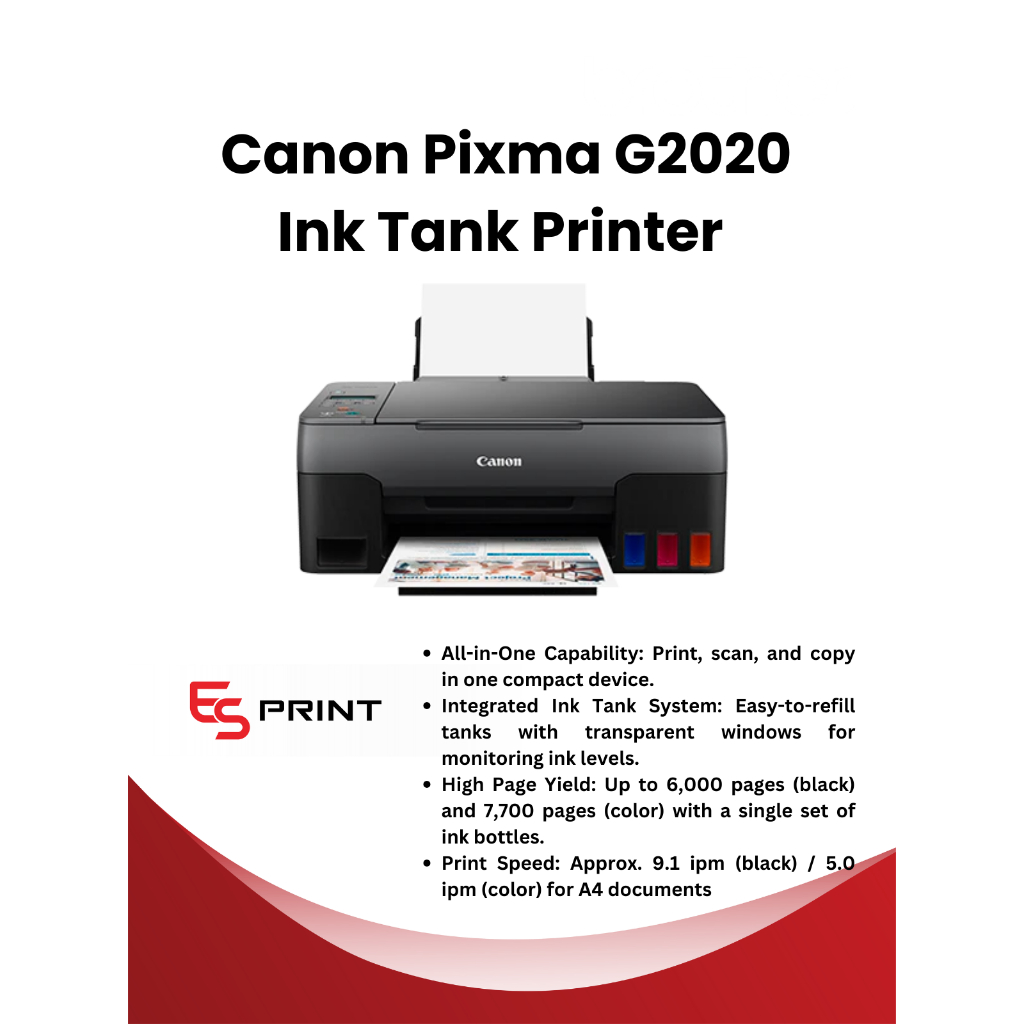 Canon PIXMA G2020 All-in-One High-Yield Ink Tank Printer | Shopee ...