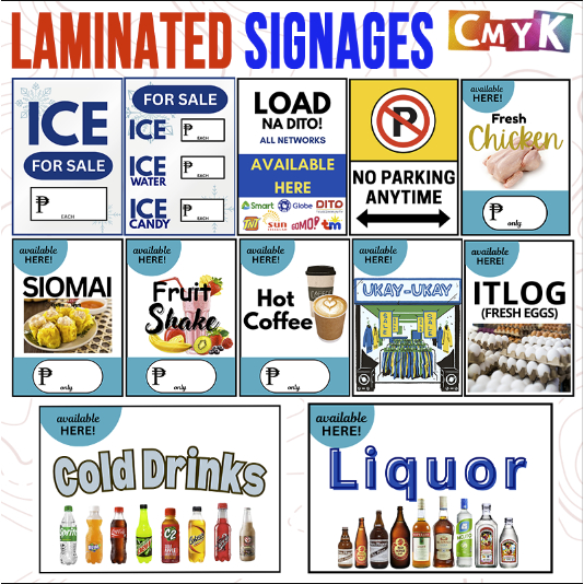 CMYK Customized Signages and Advertising Material Laminated A4 Size ...