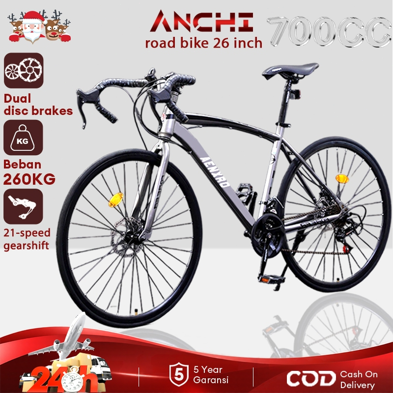 AENXRD Road Bike 26 inch adult bike 700CC 7-speed/21-speed fixed weight  200kg
