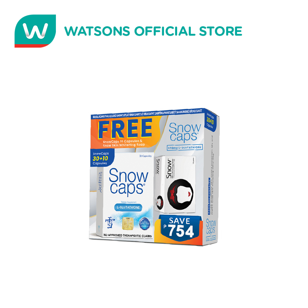 SNOW CAPS Glutathione 500mg Capsules x Whitening Soap Gift Pack ...