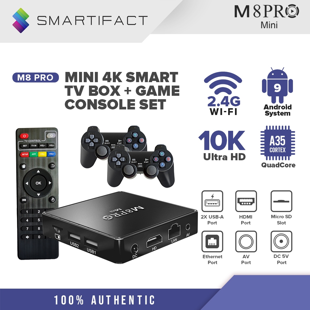 Smartifact M8 PRO 4K Smart TV Box + Game Console Set Support 2.4G/5G ...