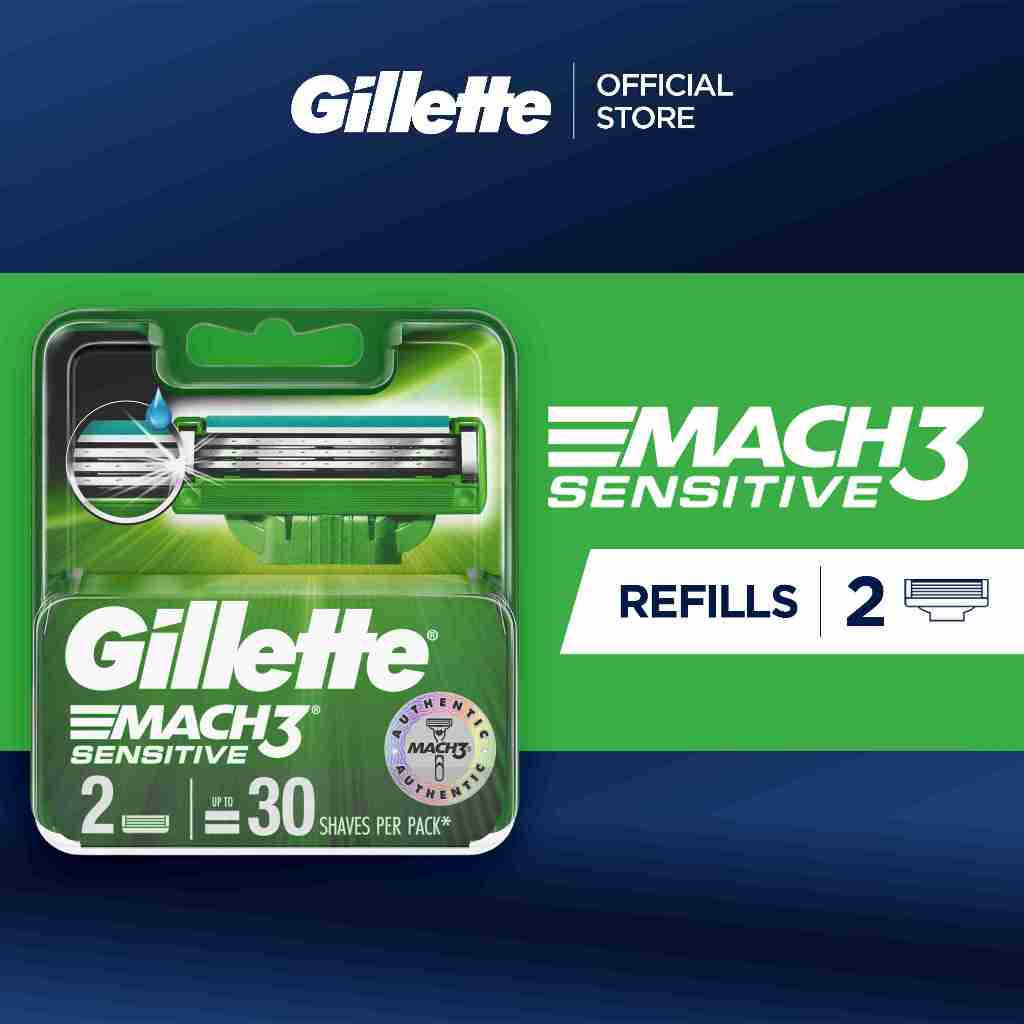 Gillette Mach 3 Razor Blade 2 Sensitive Refills | Shopee Philippines