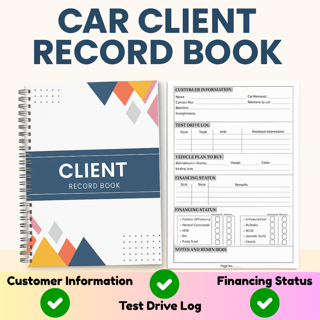 Car Client Record Book – Customer Info, Test Drive Log, Vehicle Plan ...