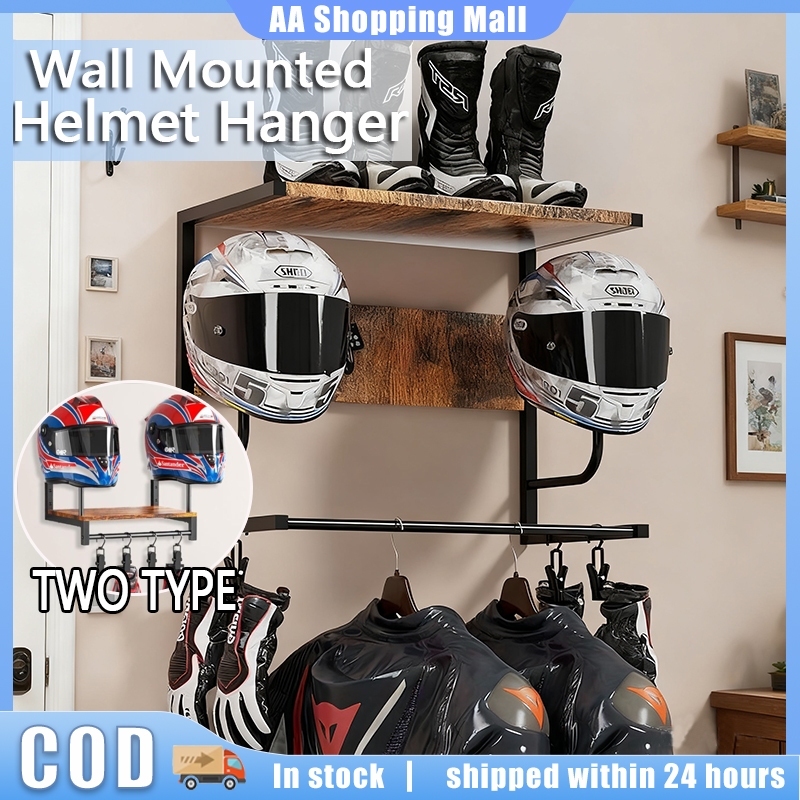 thumbnail image 2 of Motorcycle Helmet Wall Mount - Aluminum Helmet Hanger For Garage Or Home Storage 2 of 4