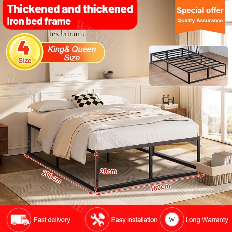 Iron Bed Frame High Load Bearing Minimalist Premium Steel Bed Frame ...