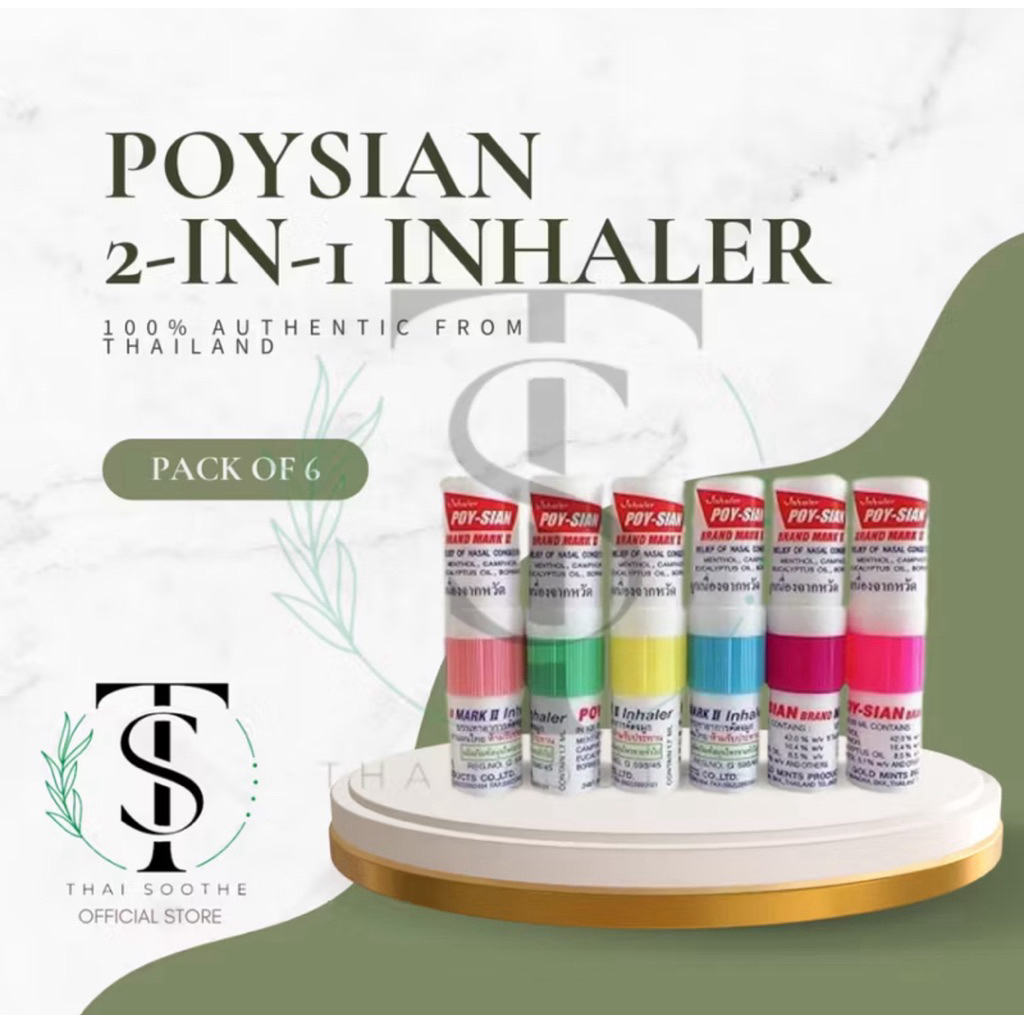 Poysian 2-in-1 Inhaler Original and Authentic from Thailand (Pack of 6 ...
