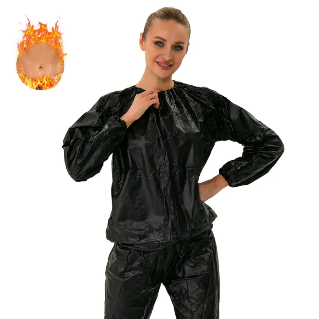 BLACK Sauna Suit Fitness Weight Loss Sweat Exercise Gym Sauna Sweat ...