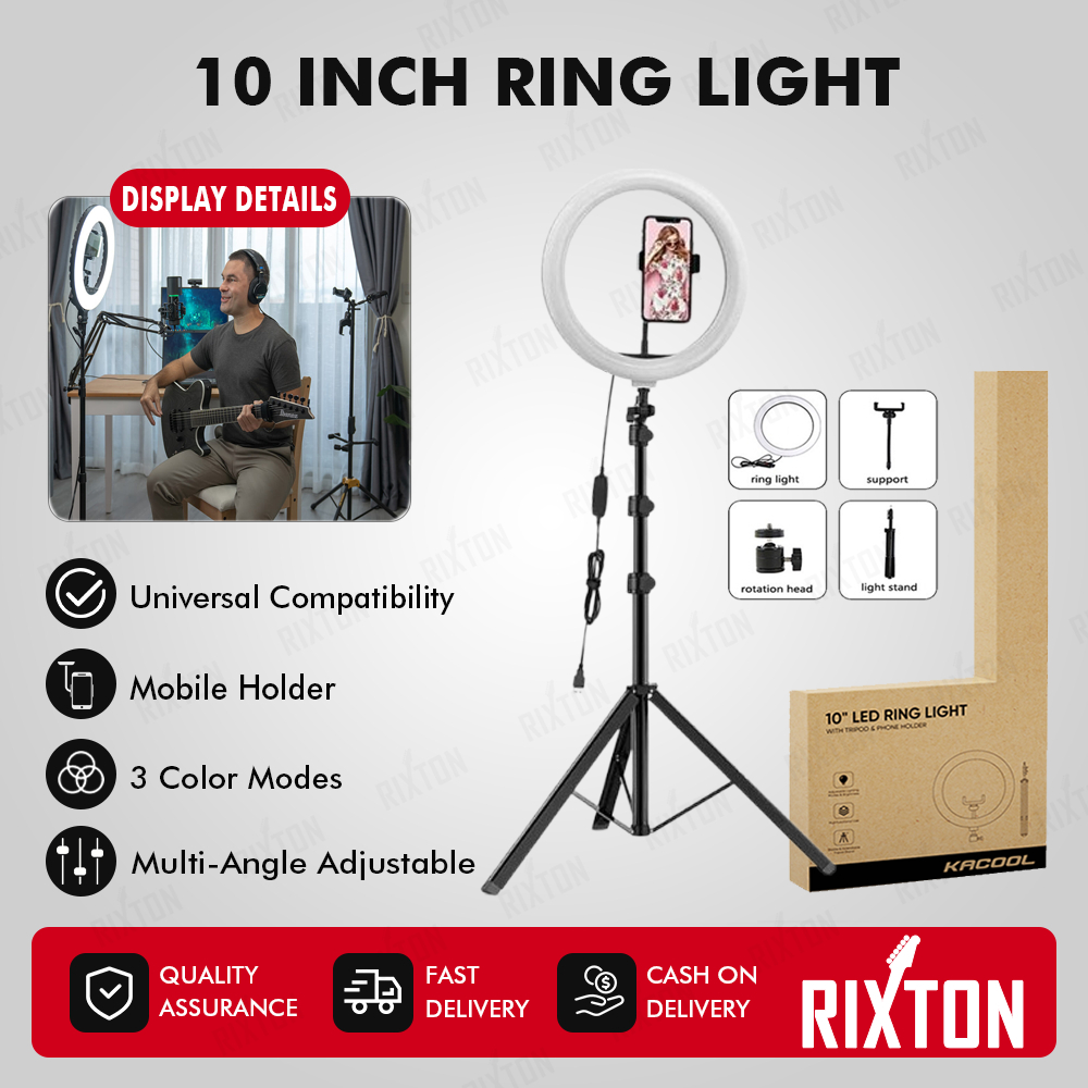 RIXTON Led Ring Light with Stand And Phone Holder Photo Studio Photography  Dimmable Ringlight 26cm