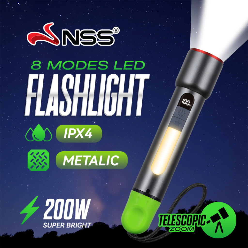 NSS Super Bright Zoom Flashlight Rechargeable Waterproof Portable Heavy ...