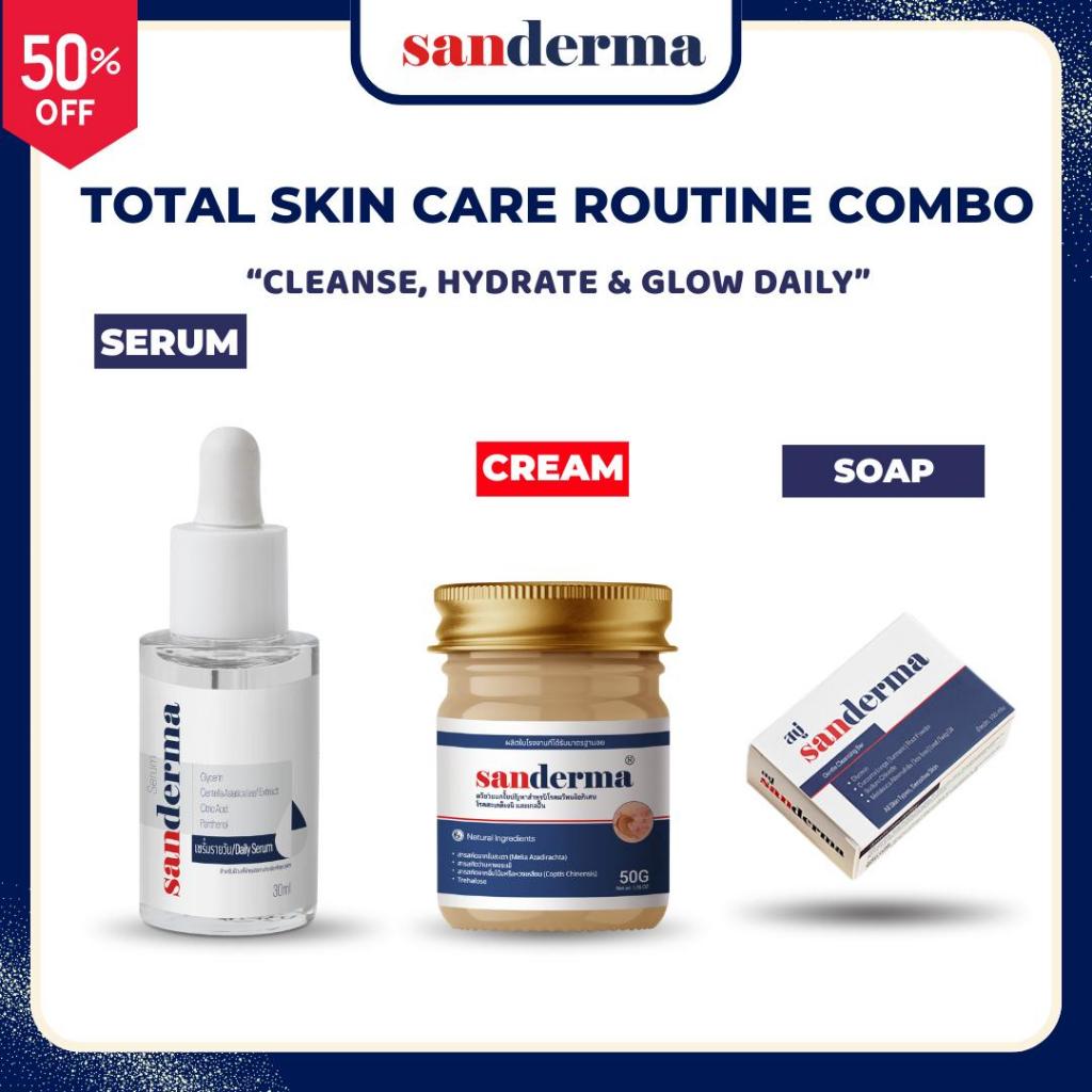 Sanderma Total Skin Care Routine – Soap + Serum + Cream | 3-Step Daily ...