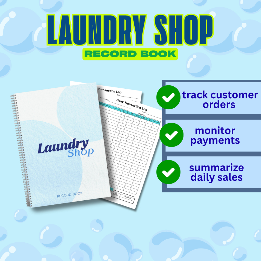Laundry Shop Record Book – Daily Transaction, Customer Order & Income ...