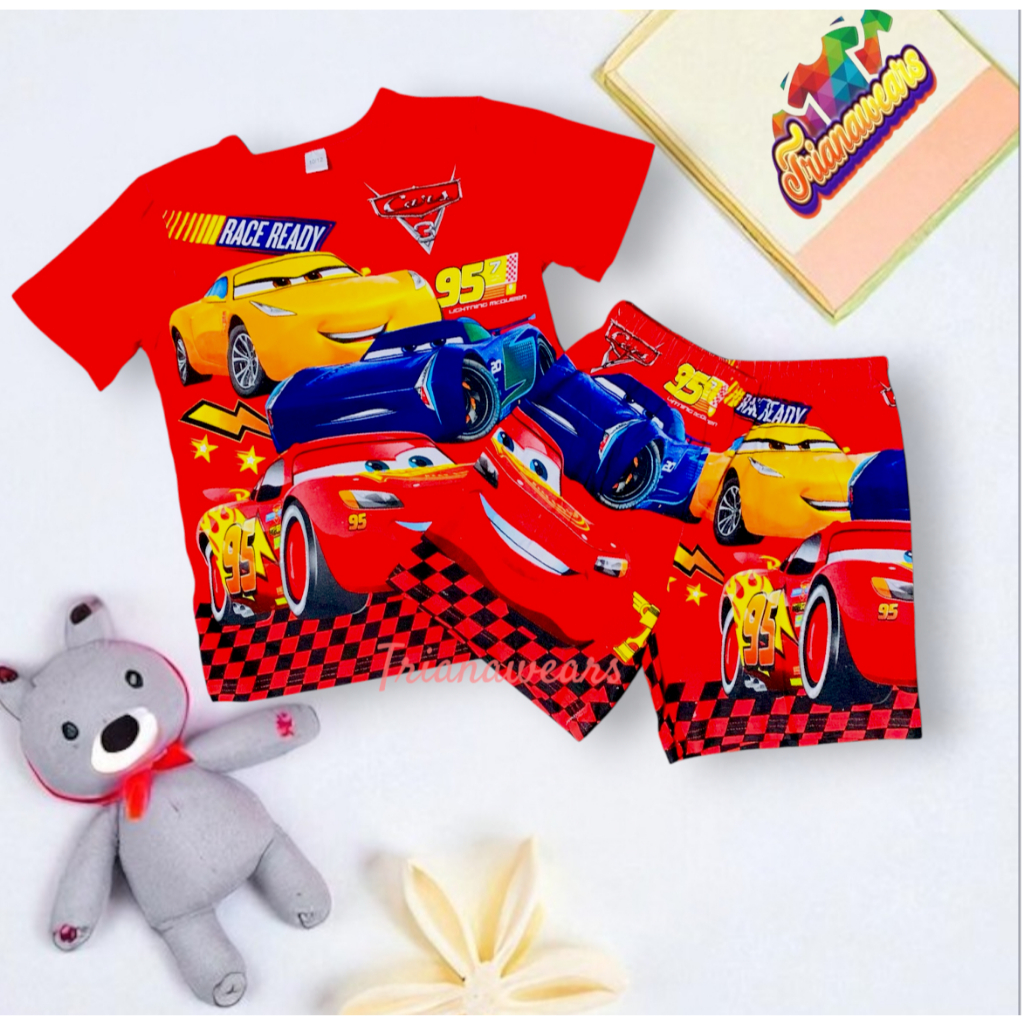 Cars Lightning McQueen Terno T-Shirt And Short For Kids Boy Set ...