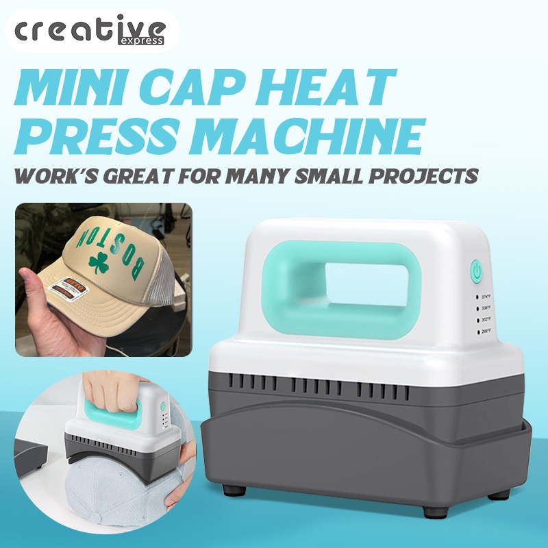 Creative Hat Heat Press with 4 Heat Levels Handheld Mini Cap Heat Press ...