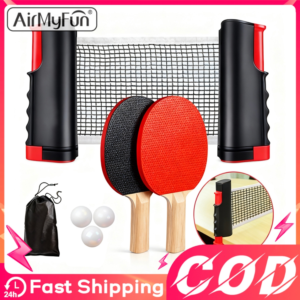 Portable Table Tennis Net Set/Ping Pong Set 2 Racket+Foldable Net+3 ...