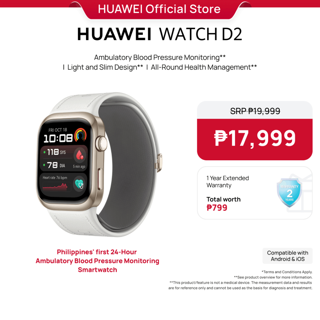 HUAWEI WATCH D2 Smartwatch Ambulatory Blood Pressure Monitor