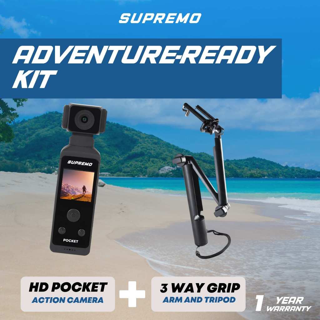 Bundle Supremo Ultra HD Pocket Action Camera + PACIFIC GEARS 3Way Grip ...