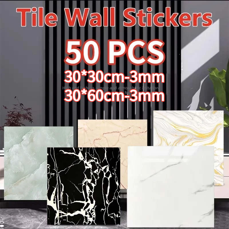 50pcs 3D Marble Sticker 30*30cm waterproof wallpaper for bathroom PVC ...