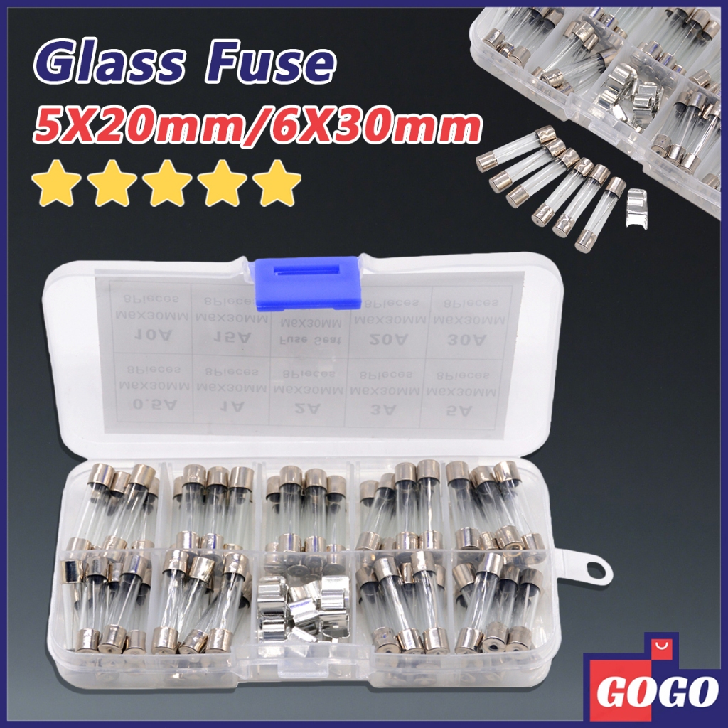 100Pcs Fast Acting Glass Fuse Assorted Kit Lighting Fixtures Electric ...