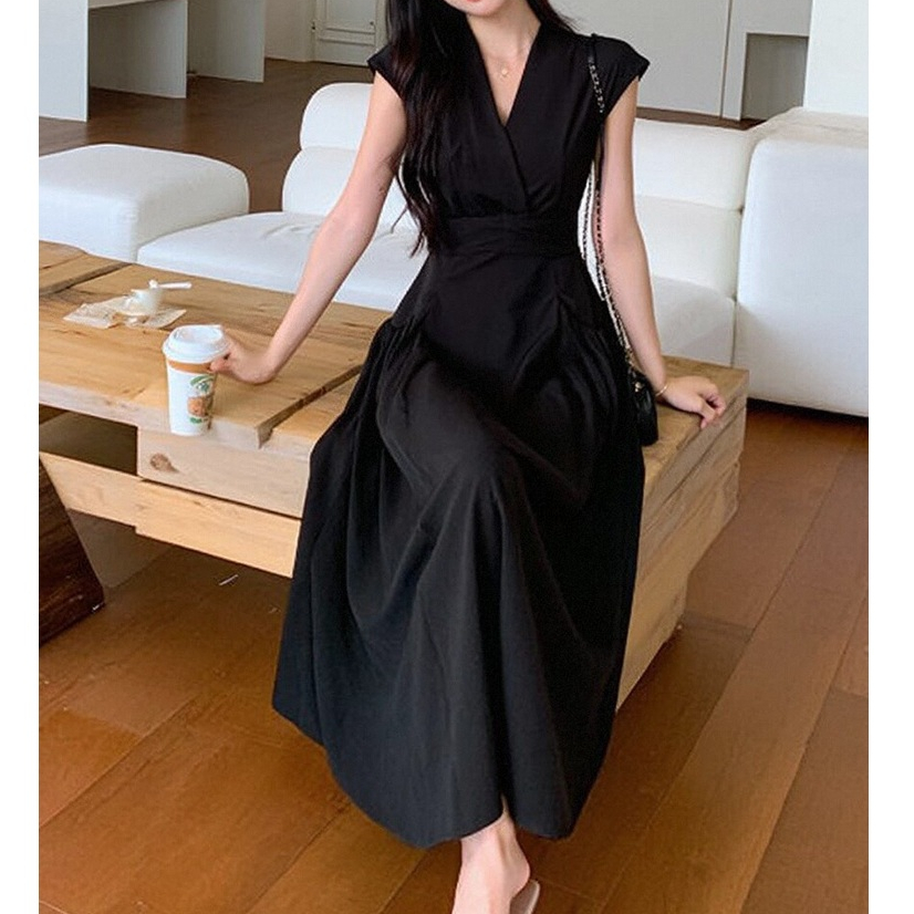 black dress for woman casual plus size xxxl classy elegant long fitted dress  korean style outfit new