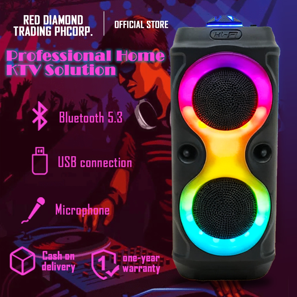RD speaker bluetooth karaoke With Mic Big Size Original 8-inch Dual ...