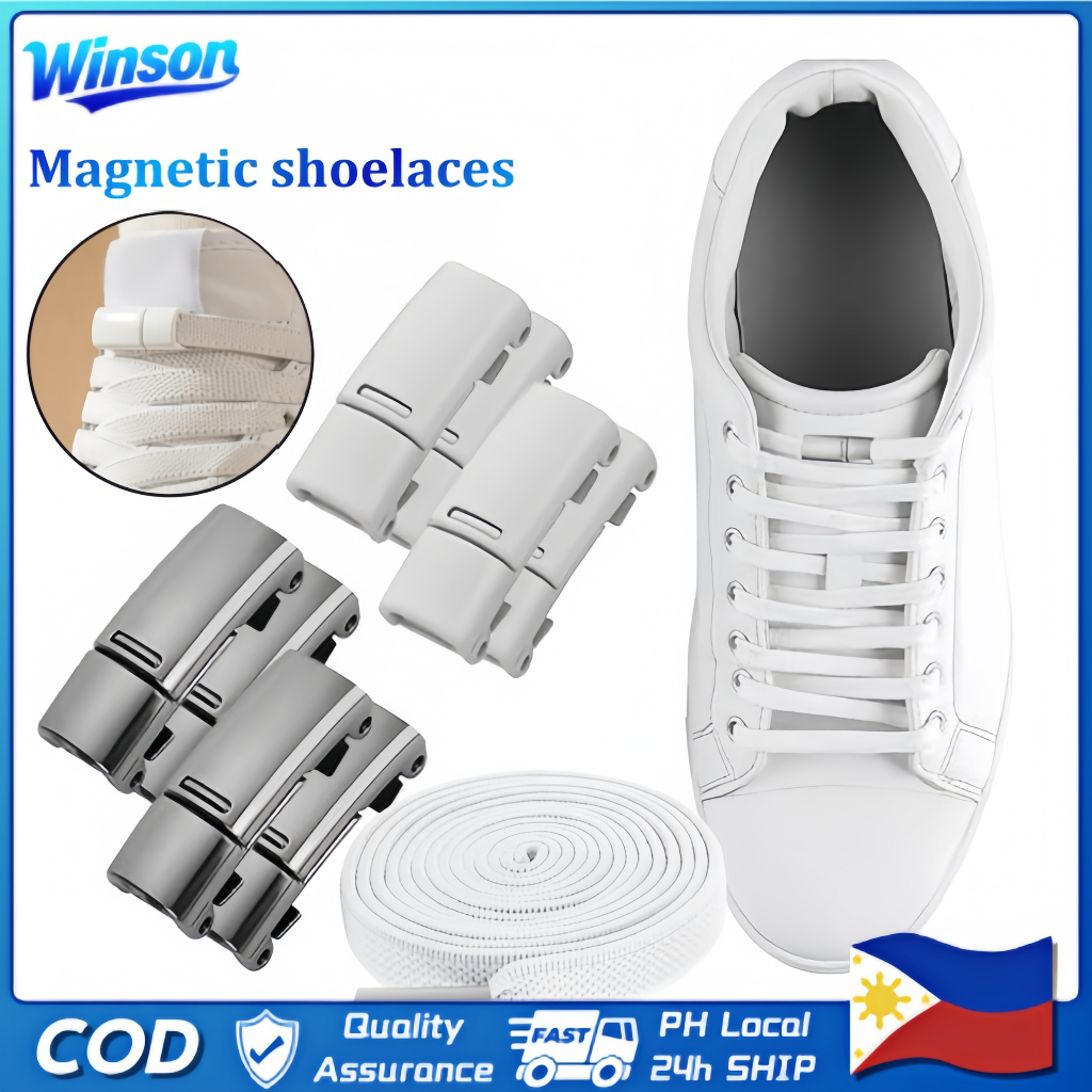 Picture of 2PCS Point Magnetic No Tie Shoe with Press Lock Elastic Laces Sports ...