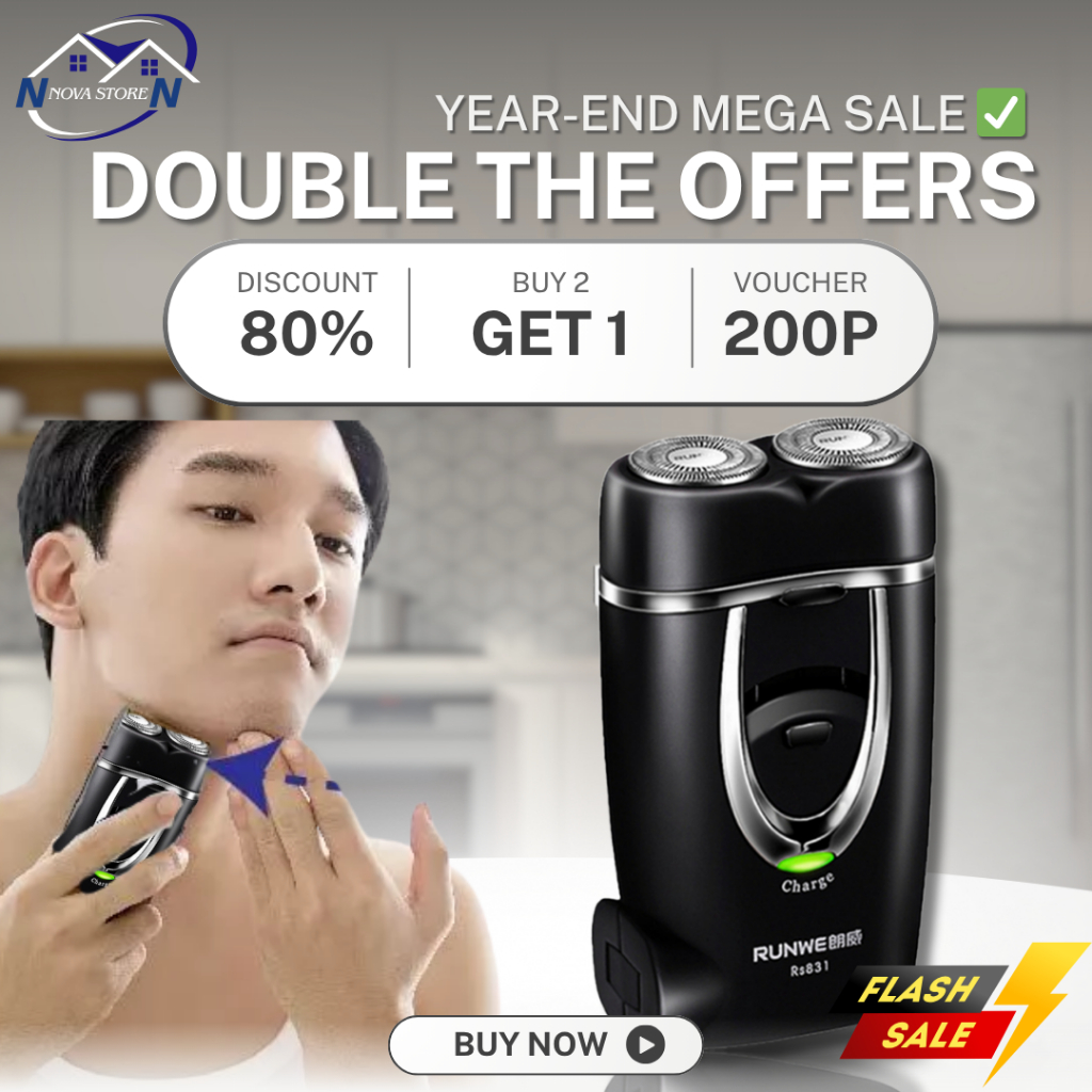 Nova Electric Shaver for Men Rechargeable Double Head Mini Portable ...