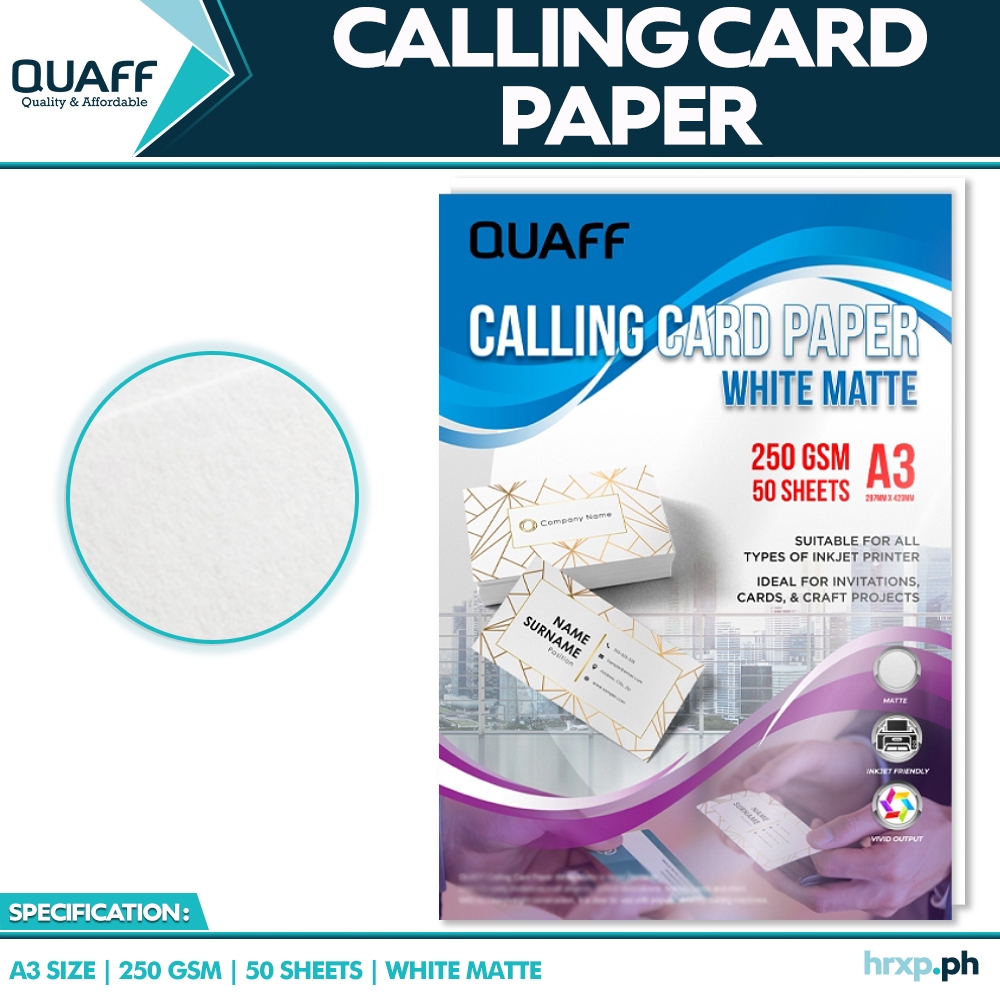QUAFF Calling Card Paper White Matte Double Sided Cardstock Paper ...