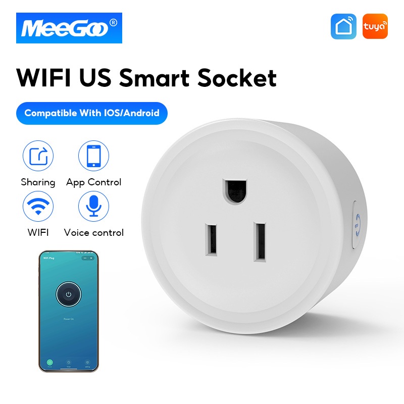 MeeGoo WiFi Smart Socket 10A US Mini Plug Socket Outlet Support Smart ...